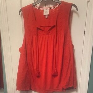 Knox Rose Vibrant Red Lace Detail Blouse